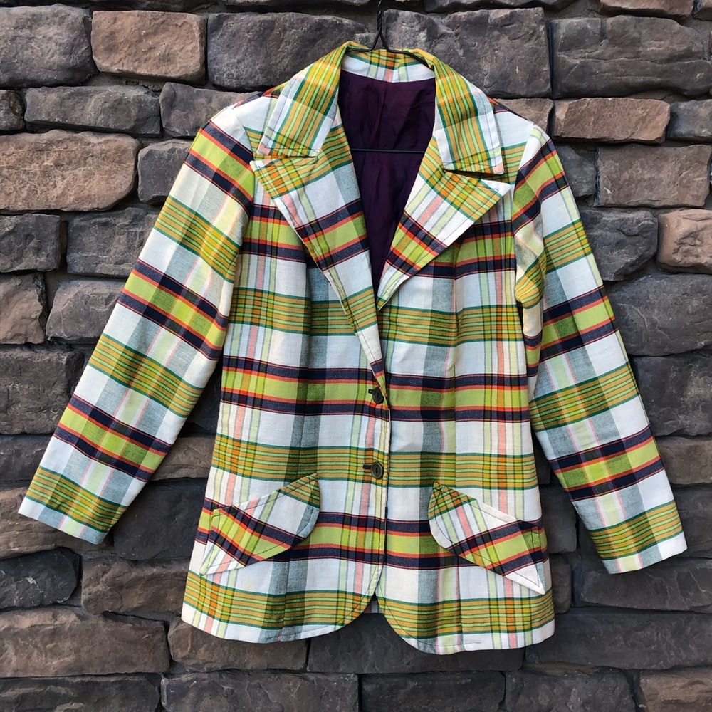 Plaid 70s Style Vintage Blazer